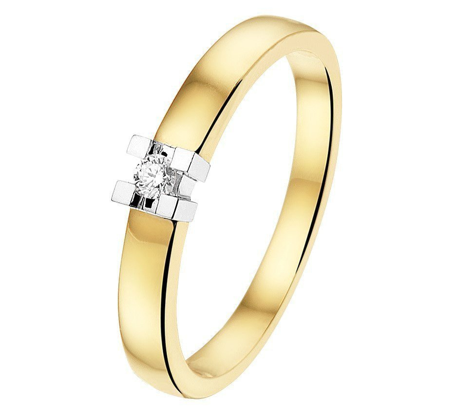 Bicolor Gouden Ring diamant 0.05ct H SI 4207573 17.00 mm (53)