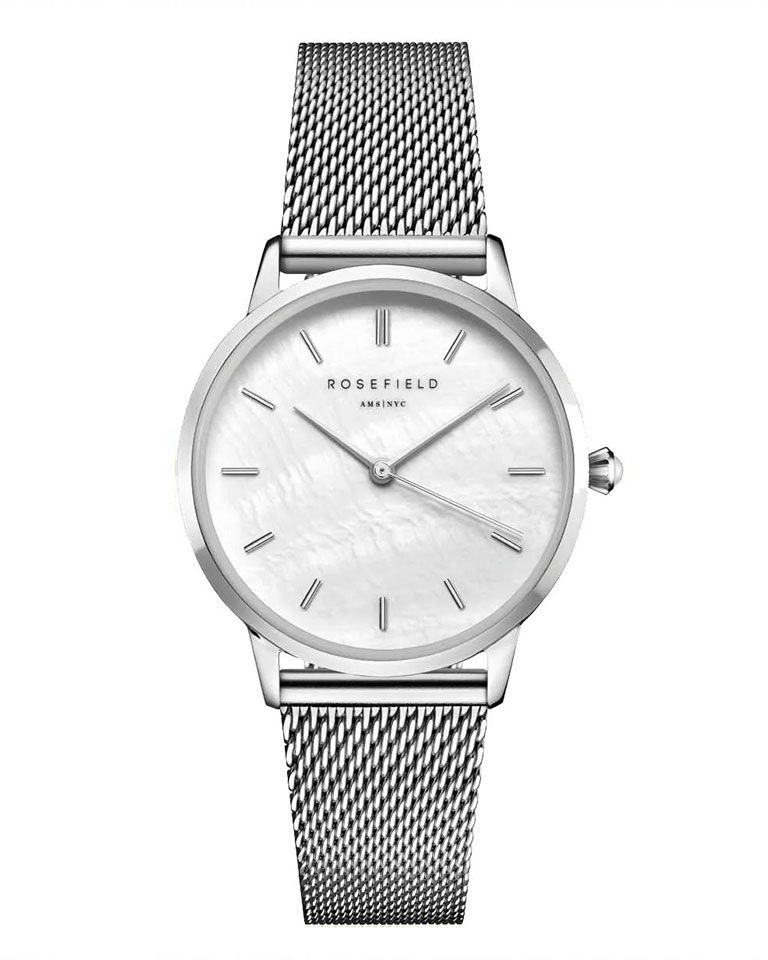 Rosefield RMSMS-R08 - Pearl Edit Mesh White - Horloge